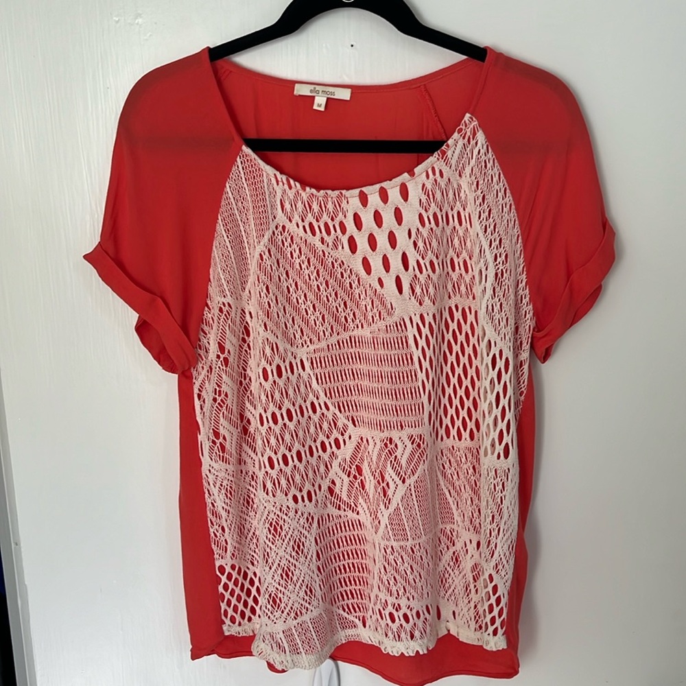Ella Moss Orange Crochet Top